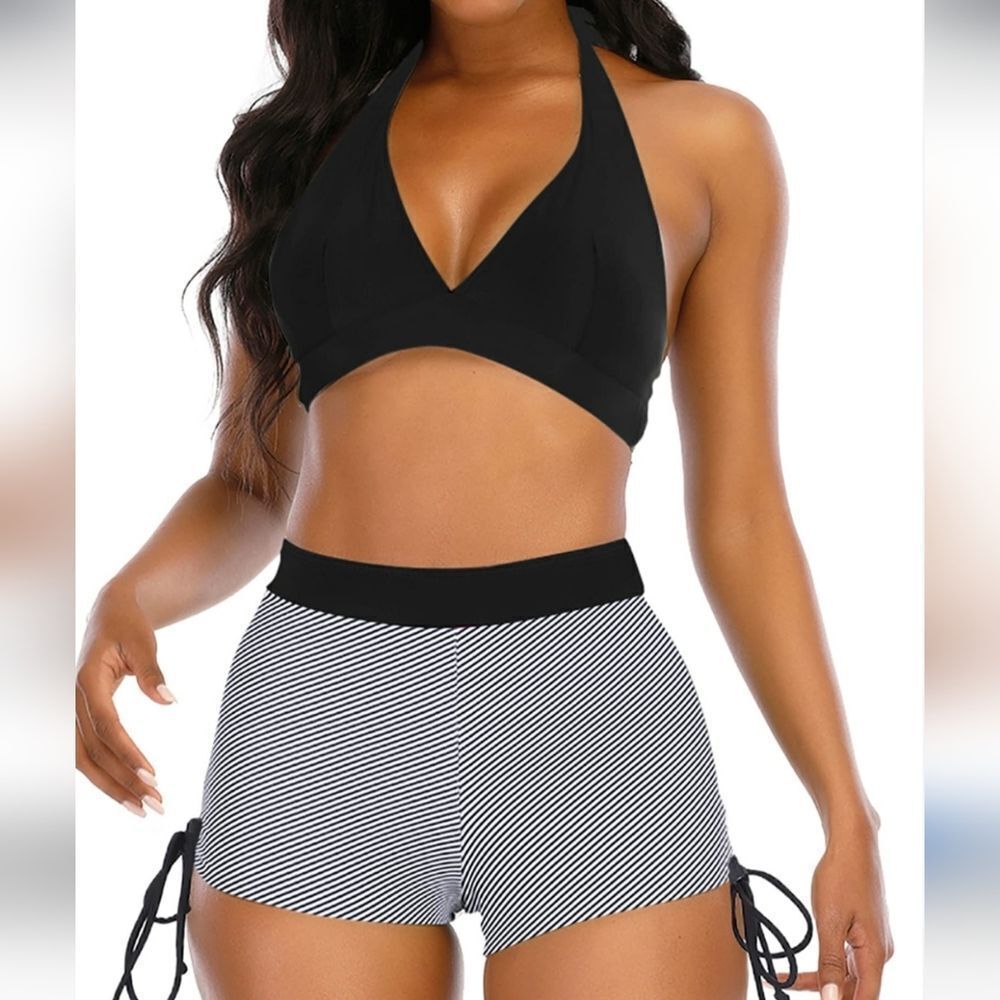 Striped Black and White Women's Shorts
